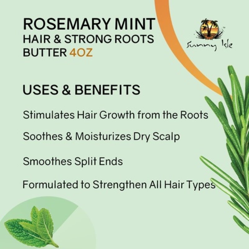 Sunny Isle Rosemary Mint Hair and Strong Roots Butter 2oz Infused with Biotin