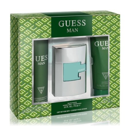 GUESS Man Eau de Toilette 3 Piece Gift Set - Cologne Spray 2.5 Fl. Oz., Deodorizing Body Spray 6.0 Oz., & Shower Gel