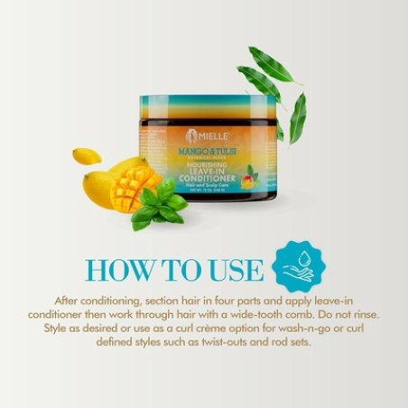 Mielle Organics Mango & Tulsi Nourishing Leave-In Conditioner for Wavy & Curly Hair