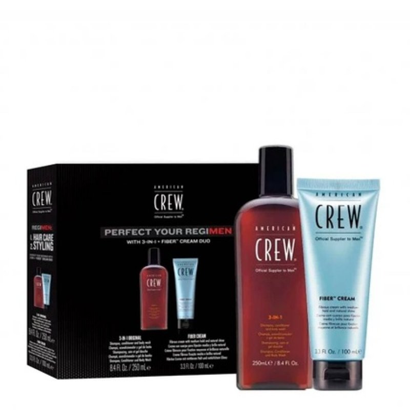 American Crew Regimen 3-In-1 250ml Fiber Cream 100ml - Men's Grooming