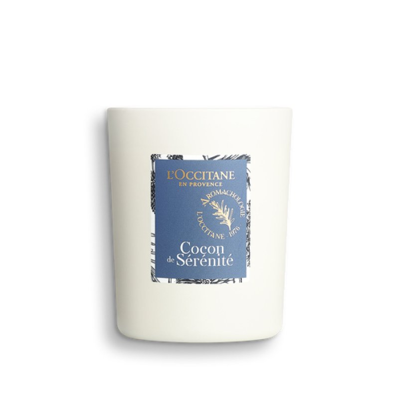 L'Occitane Cocon de Sérénité Relaxing Candle bougie en cire Rond Bleu, Blanc 1 pièce(s)