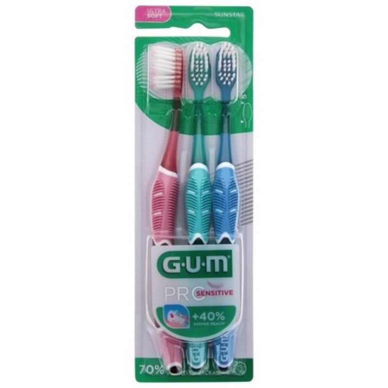 Gum Pro Sensitive 510 Trio Pack Ultra Soft Toothbrushes