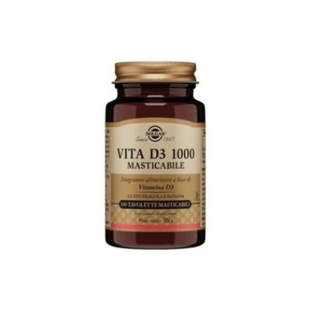 Solgar Vita D3 1000 Chewable Vitamin D3 Supplement 100 Tablets
