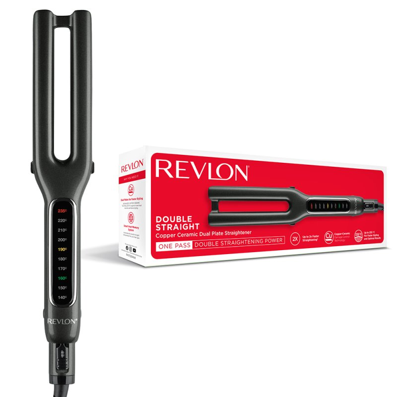 Revlon RVST2204E Double Straight Fer à lisser À chaleur Noir 75 W 2,5 m