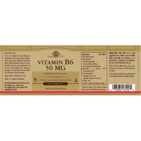 Solgar Vitamin B6 50mg Tablets