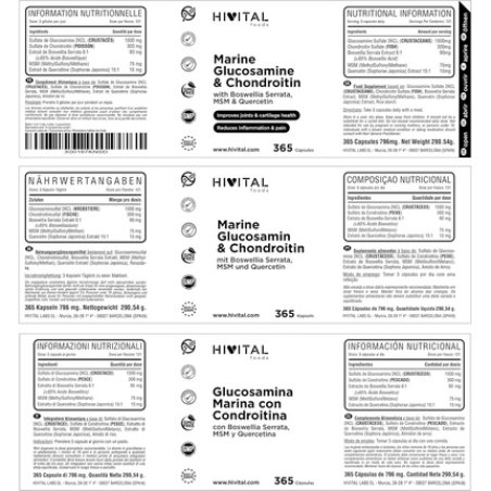 Glucosamine with Chondroitin 365 Capsules with MSM, Boswellia Serrata, and Quercetin Natural Anti-Inflammatory for