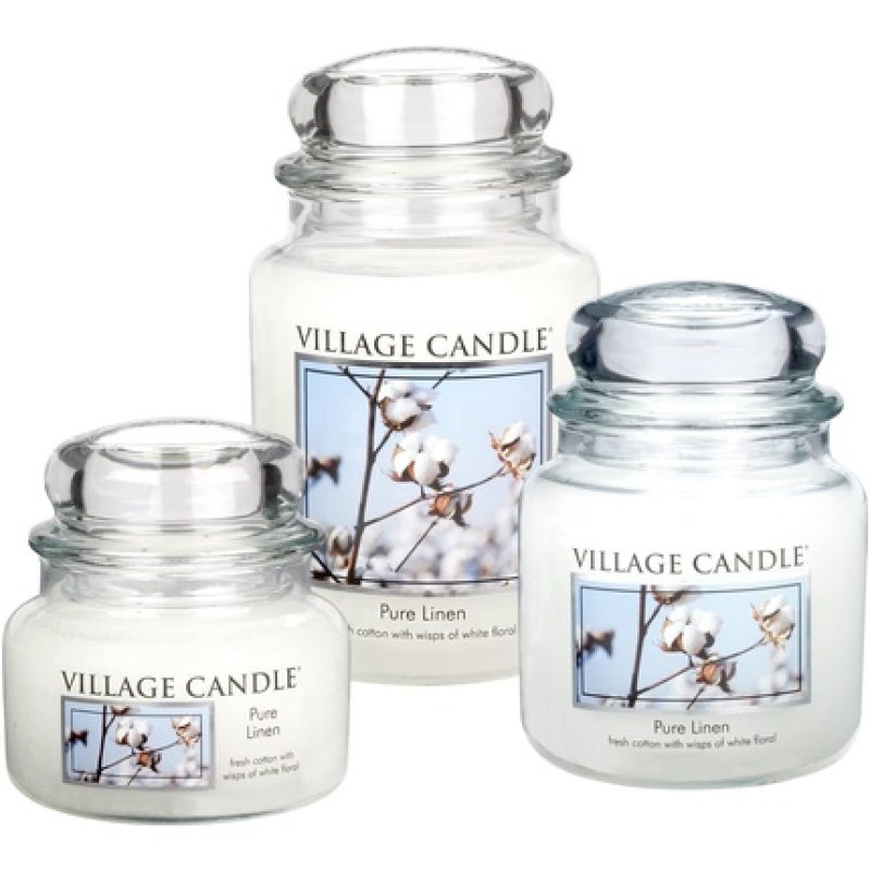 Village Candle Pure Linen Scented Candle In Jar, 454g, White, 10.2 X 10.1 Cm 10.2