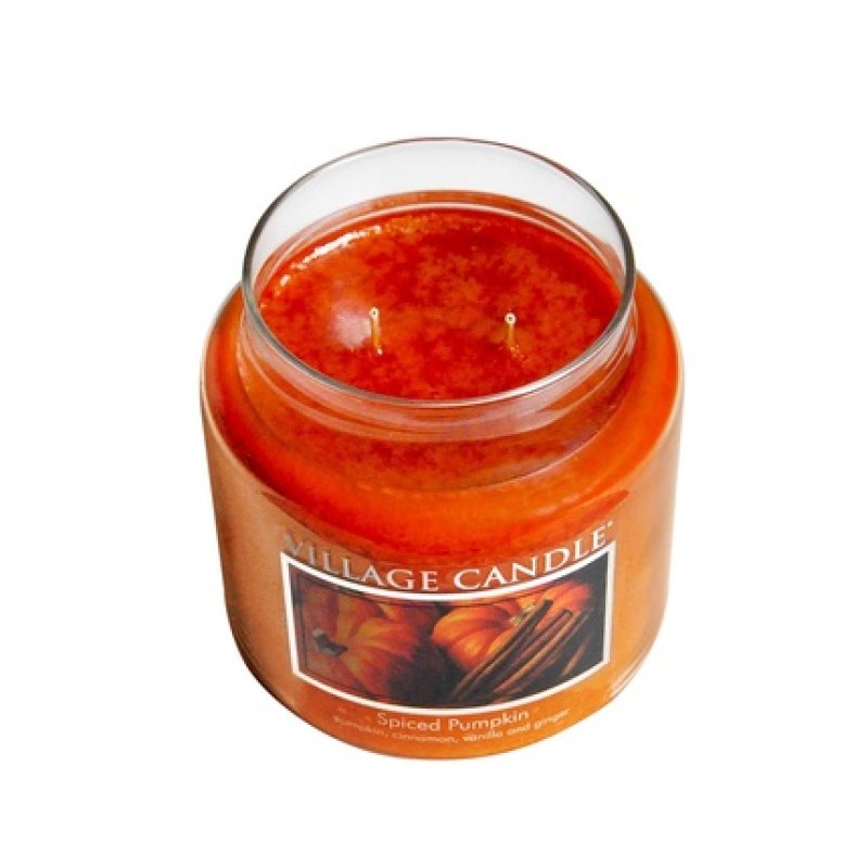 Village Candle Spiced Pumpkin 11 oz Glass Jar Scented Candle Small