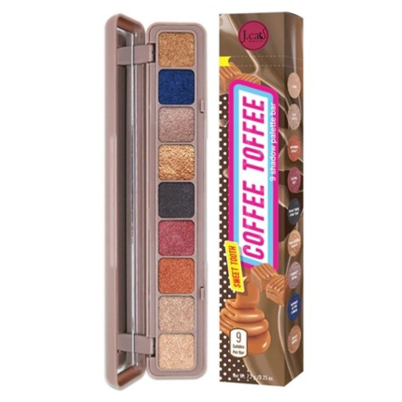 Sweet Tooth 9 Shadow Palette Bar STB102 Coffe Toffee Eye Shimmer with Mirror and Zipper Bag