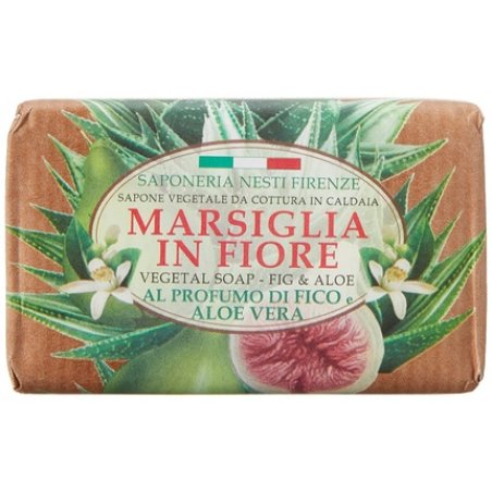 Saponeria Nesti Firenze Marsiglia in Fiore Natural Soap Fig and Aloe Scent 4.4 Ounces (125gr) - Italian Import