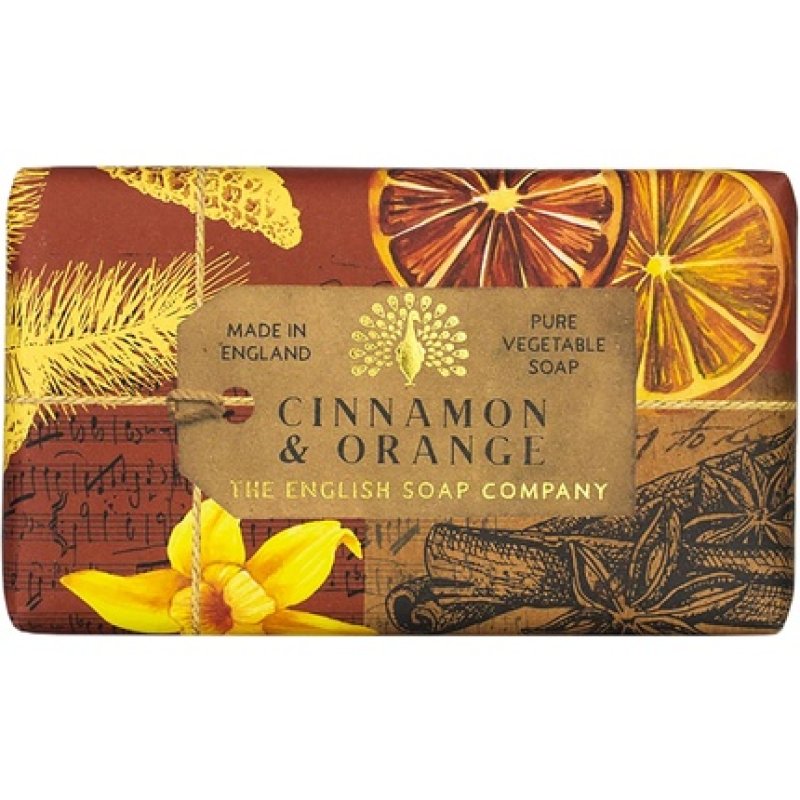 The English Soap Company Anniversary Wrapped Soap Bar Cinnamon Shea Butter Moisturising Soap 190g - Cinnamon & Orange