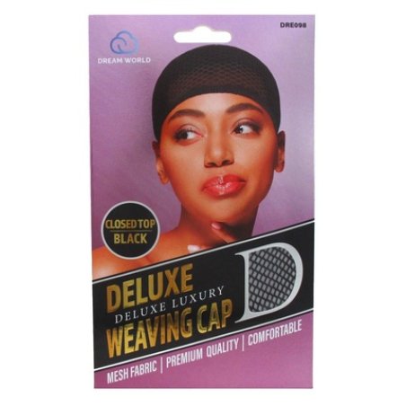 Dream Deluxe Closed Top Weaving Cap 12 Pieces Black - Pack of 12