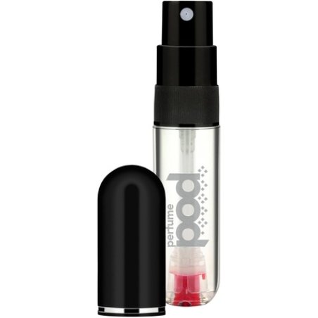 Perfume Pod Clear Refillable Perfume Atomizer with Spray and Genie-S Refill Black