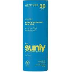 ATTITUDE Mineral Face Sunscreen Stick for Kids SPF 30 EWG Verified Plastic-Free Broad Spectrum UVA/UVB Protection with