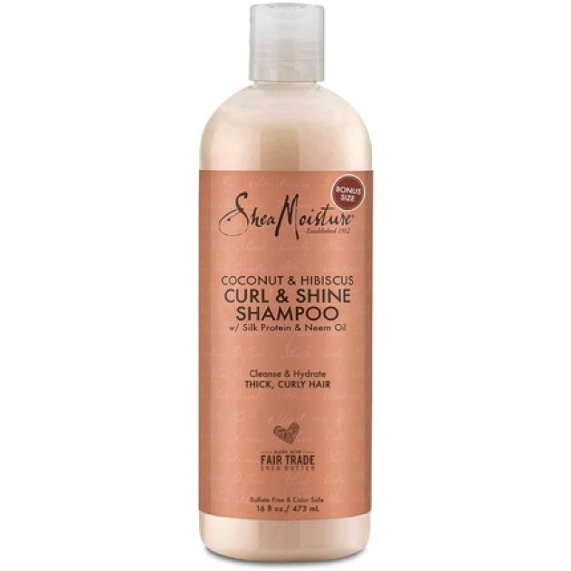 Shea Moisture Coconut & Hibiscus Curl & Shine Shampoo with Shea Butter, Coconut Oil, and Vitamin E - Family Size 16 Fl
