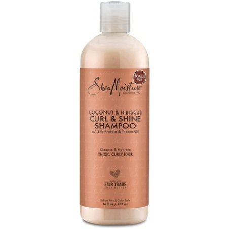 Shea Moisture Coconut & Hibiscus Curl & Shine Shampoo with Shea Butter, Coconut Oil, and Vitamin E - Family Size 16 Fl