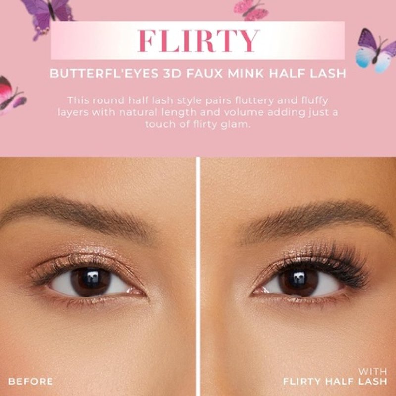 Lilly Lashes Butterfl'eyes Faux Mink Half Lashes Natural Look & Feel