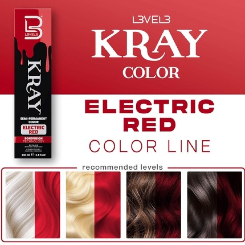 Level 3 Kray Electric Semi-Permanent Hair Color - Vibrant Long Lasting Shine