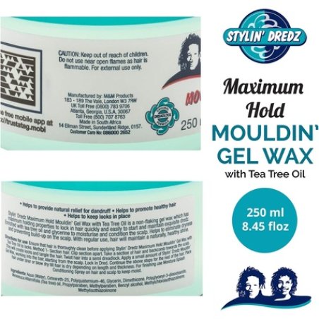 Stylin' Dredz Moulding Strong Maximum Hold Gel Wax with Tea Tree Oil Hair Care