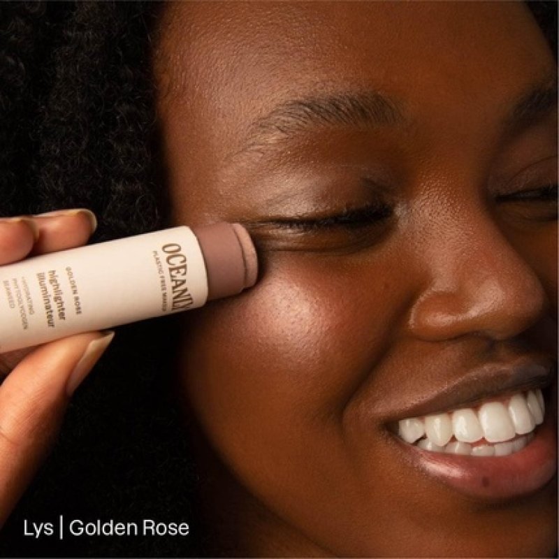 ATTITUDE Oceanly Plastic-Free Lightweight Highlighter Stick Titanium Dioxide-Free EWG Verified Vegan Makeup Golden Rose