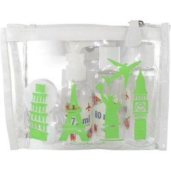 Estipharm Travel Bottle Kit Transparent with Green Pattern