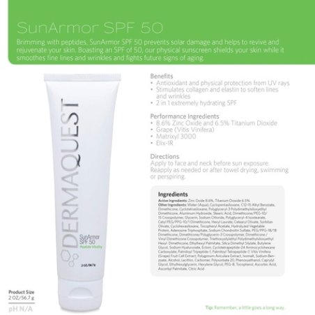 Dermaquest Peptide Vitality Sunarmor Sunscreen SPF 50 Anti-Aging Titanium