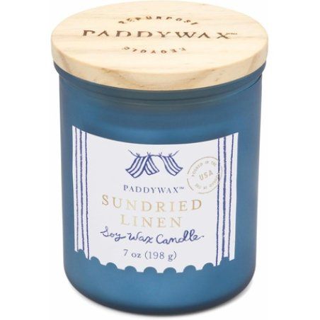 Paddywax Scented Candles Artisan Sea Glass Inspired Coastal Collection Jar Candle with Lid 226g Sundried Linen