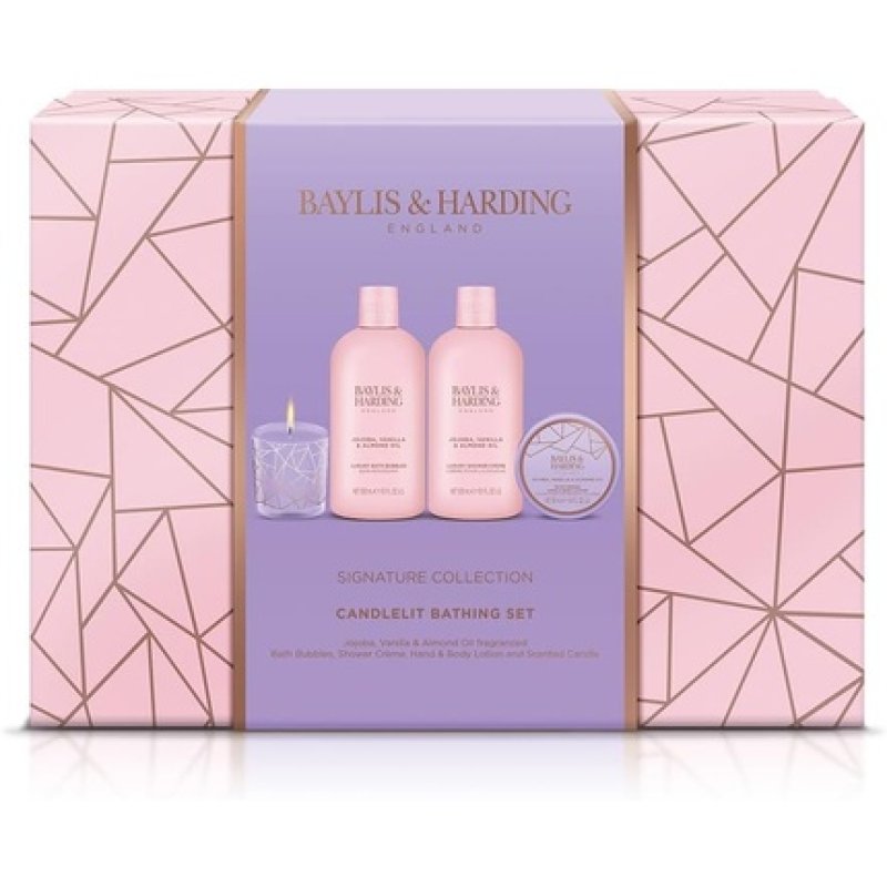 Baylis & Harding Jojoba Vanilla Almond Oil Luxury Candlelit Bathing Gift Set