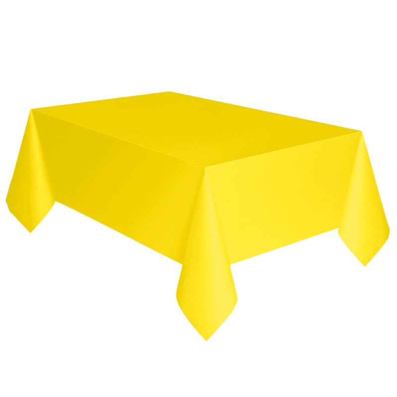 Solid Neon Yellow Rectangular Plastic Table Cover 137cm x 274cm