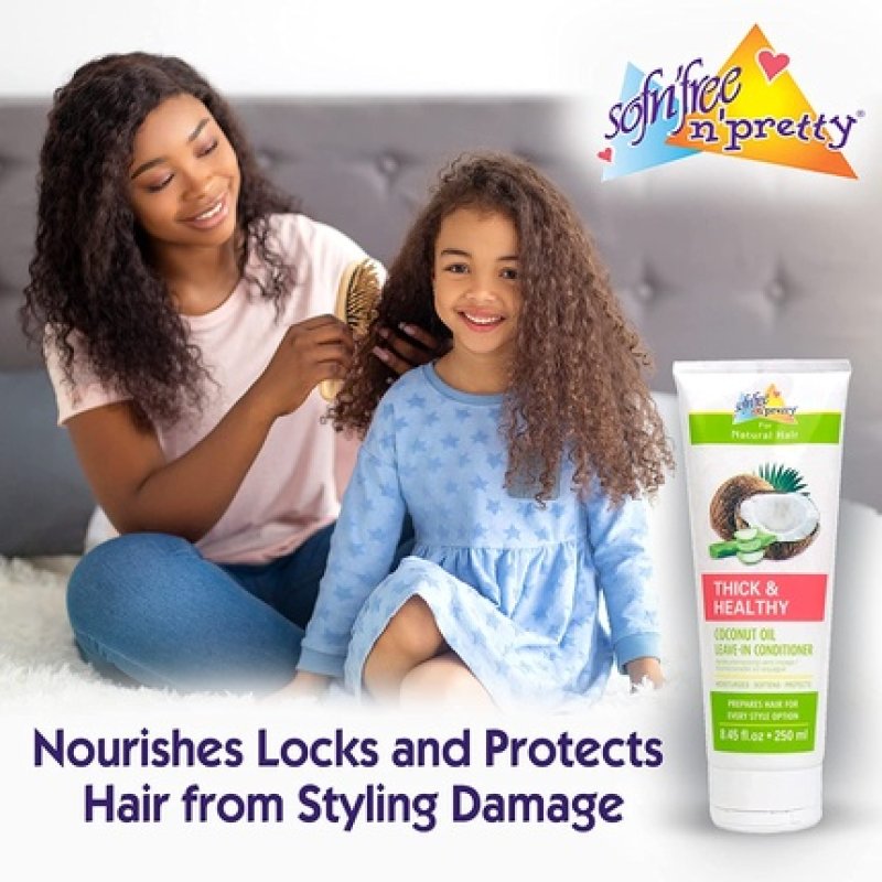 Sofn'Free n'Pretty Thick & Healthy Coconut Oil Leave-in Conditioner for Curly Hair 8.45 Fl Oz