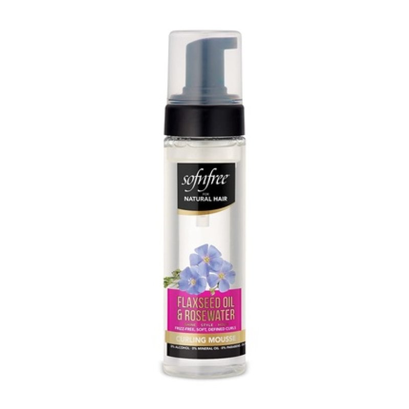 Sofn'Free Curling Mousse with Flaxseed Oil and Rosewater for Natural Curly Hair 6.76 Fl Oz