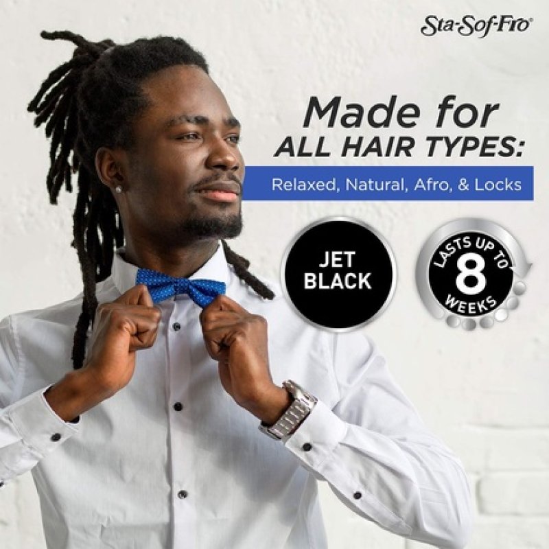 Sta Sof Fro Permanent Black Hair Dye for Men Cream Formula Jet Black Hair Color