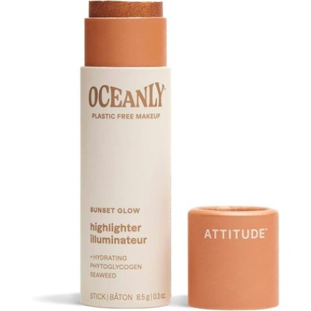ATTITUDE Oceanly Plastic-Free Lightweight Highlighter Stick Titanium Dioxide-Free EWG Verified Vegan Makeup Sunset Glow