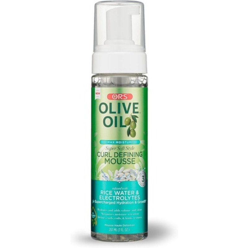 ORS Olive Oil Style Curl Defining Mousse 207ml Infused With Rice Water and Electrolytes For Maximum Moisture and Super