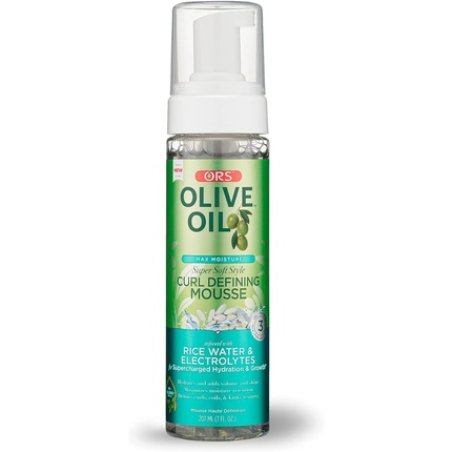 ORS Olive Oil Style Curl Defining Mousse 207ml Infused With Rice Water and Electrolytes For Maximum Moisture and Super
