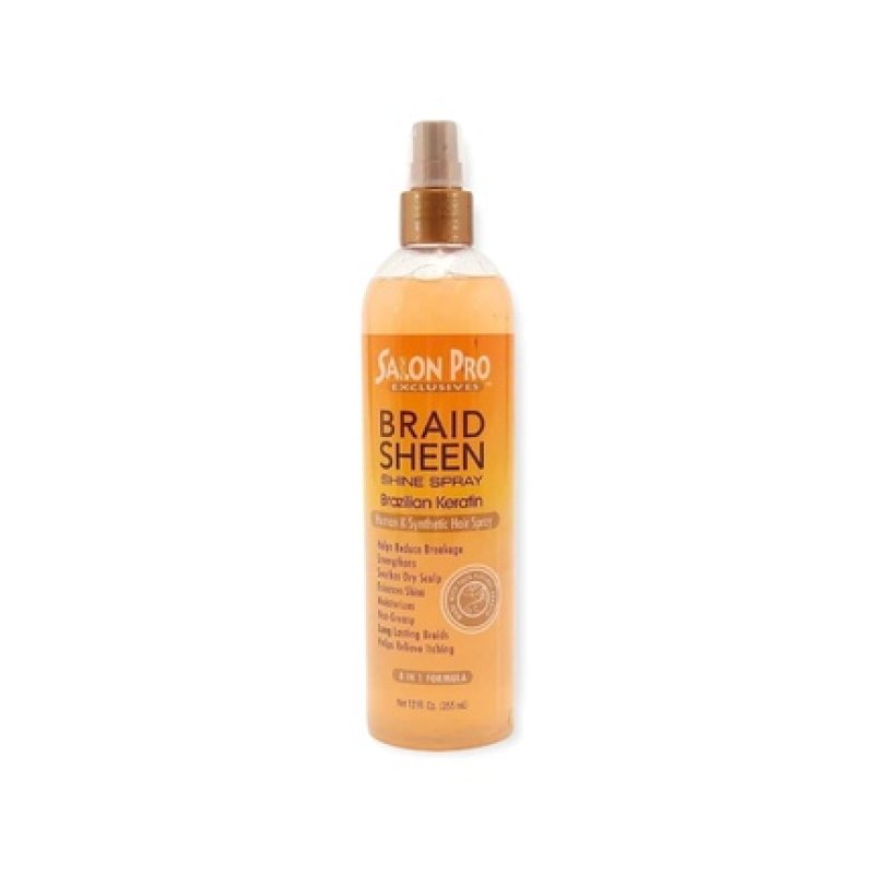 Braid Sheen Shine Spray 8 in 1 Formula 12 oz 355 ml Brazilian Keratin