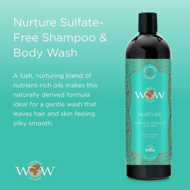 MKS eco WOW Nurture Sulfate-Free Shampoo & Body Wash Halcyon Scent Vegan Cruelty Free 25 Fl Oz