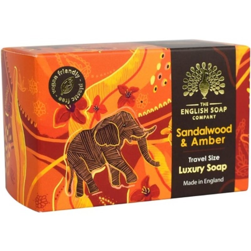 The English Soap Company Travel Size Sandalwood & Amber Luxury Soap Bar 100g