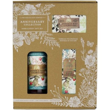 The English Soap Company Anniversary Hand and Body Gift Box Jasmine Wild Strawberry