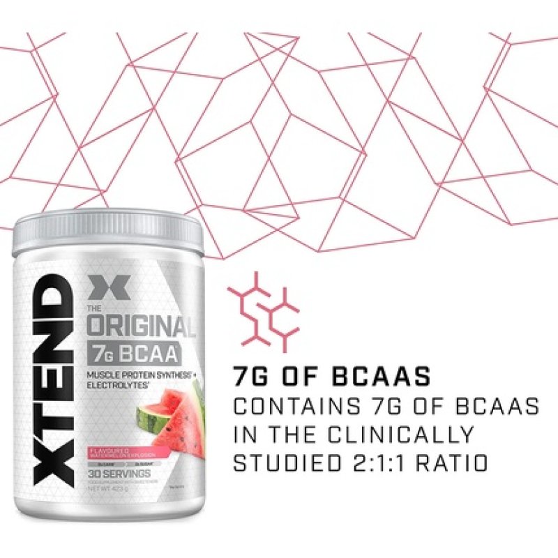 XTEND Original BCAA Powder Watermelon Explosion 7g BCAAs Electrolytes for Recovery 30 Servings