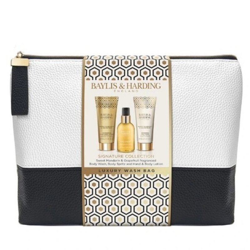 Baylis & Harding Body Care Gift Set In Cosmetic Bag - Tangerine And Grapefruit, 3 Pieces