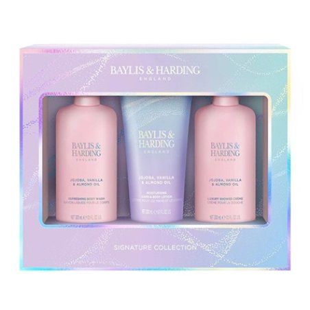 STOCKICX1 - Baylis & Harding Body Care Gift Set Jojoba Vanilla Almond Oil - 3 Pieces