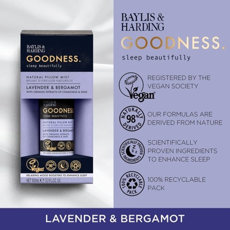 Baylis & Harding Goodness Lavender & Bergamot Natural Pillow Mist - 3.3 Fl Oz