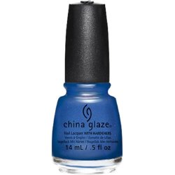 China Glaze Nail Lacquer with Hardeners 14ml Come Rain or Shine Azure Blue Shimmer