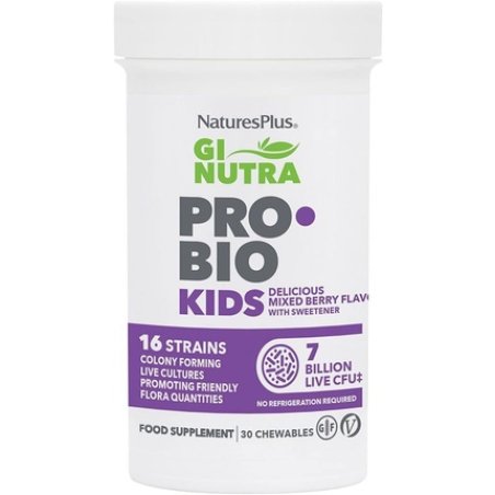 NaturesPlus GI NUTRA Pro Bio Kids Probiotic with Prebiotic Fiber Complex 30 Chewable Tablets