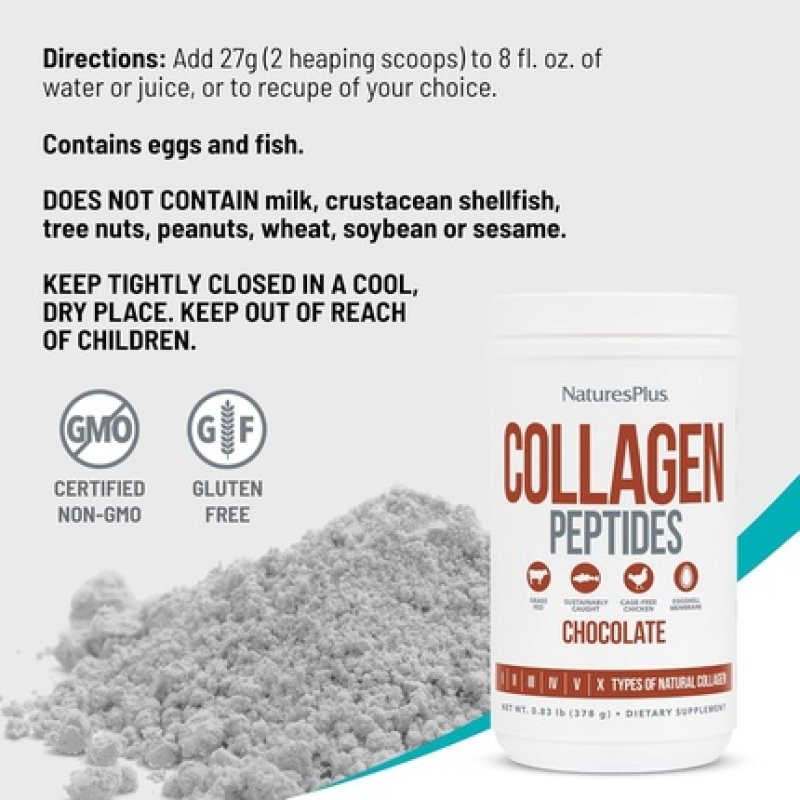 Natures Plus Collagen Peptides Chocolate 0.83 lb Powder - 14 Servings