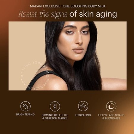 Makari Exclusive Skin Tone Boosting Body Milk 16.8oz with Organiclarine for Dark Spots and Hyperpigmentation