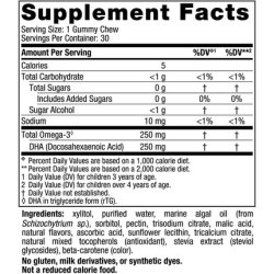 Nordic Naturals Zero Sugar Children’s DHA Vegetarian Gummy Chews Passion Fruit Lemon Flavor 30 Gummies