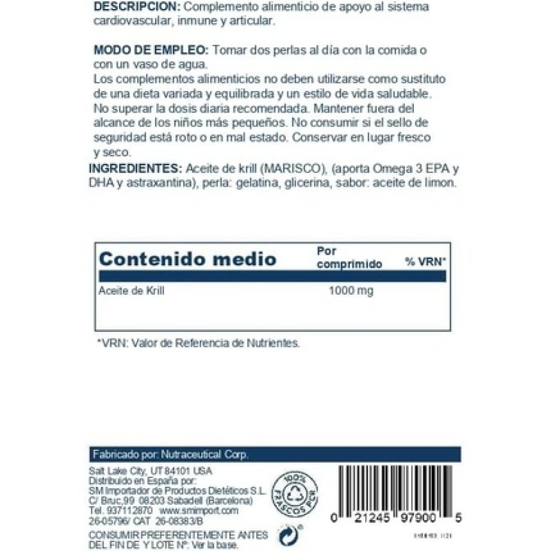 Kal 500mg Omega 3 Krill 60 Count