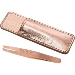 Tweezerman Rose Gold Mini Slant Tweezer with Case for Facial Hair Removal and Eyebrow Shaping for Men or Women